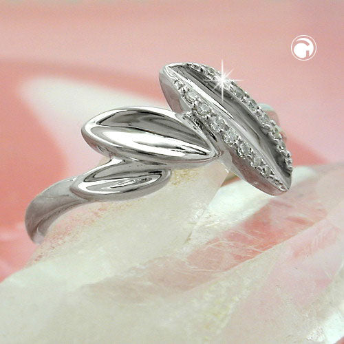 Ring 11mm mit Zirkonias glänzend rhodiniert Silber 925