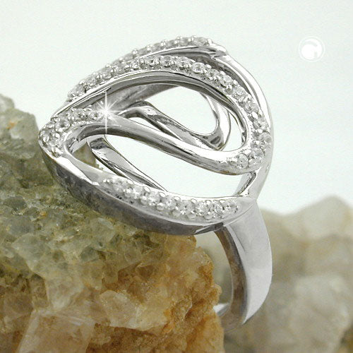 Ring 20mm mit vielen Zirkonias glänzend rhodiniert Silber 925