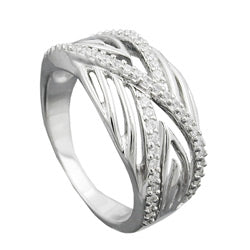 Ring 11mm mit vielen Zirkonias glänzend rhodiniert Silber 925