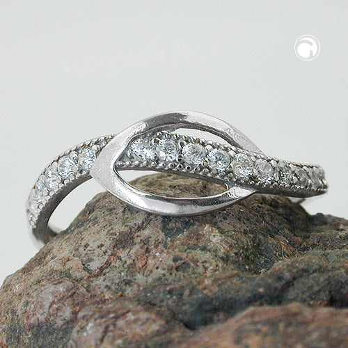Ring 7mm mit vielen Zirkonias glänzend rhodiniert Silber 925