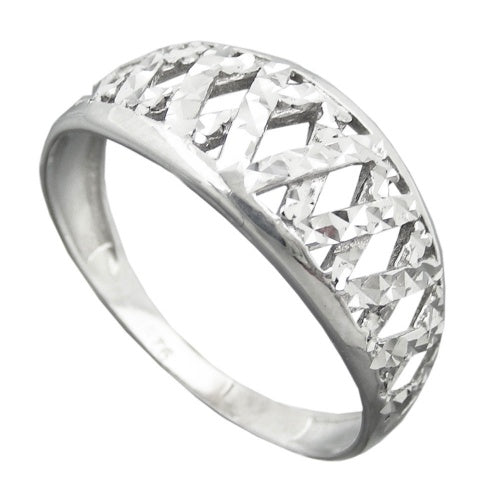 Ring 9mm Muster ausgestanzt glänzend diamantiert rhodiniert Silber 925