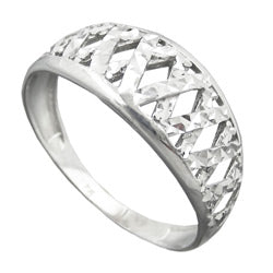 Ring 9mm Muster ausgestanzt glänzend diamantiert rhodiniert Silber 925