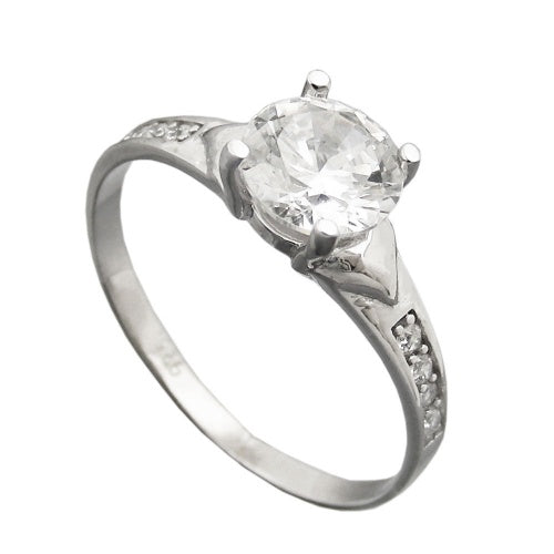 Ring 8mm Zirkonias glänzend rhodiniert Silber 925