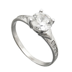Ring 8mm Zirkonias glänzend rhodiniert Silber 925