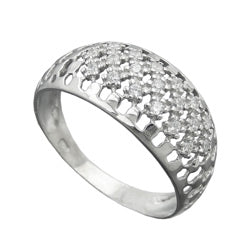 Ring 9mm mit vielen Zirkonias glänzend rhodiniert Silber 925