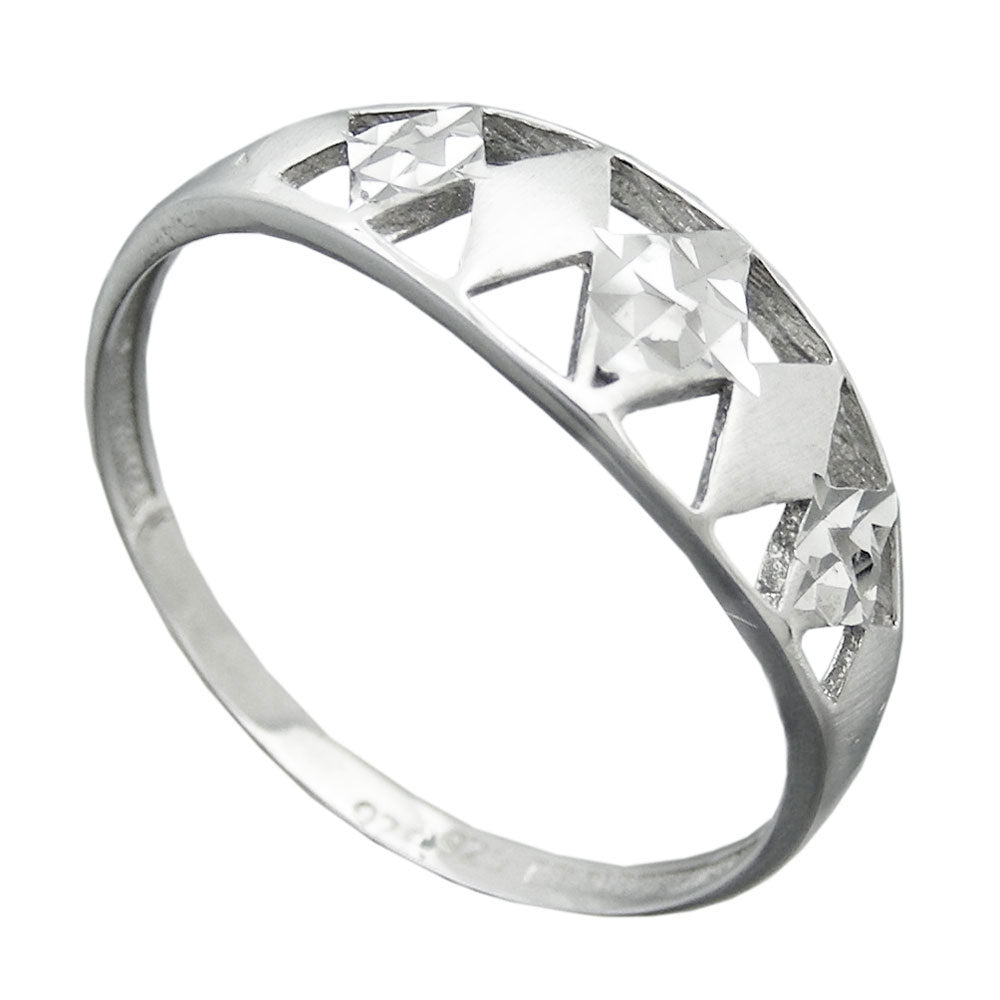 Ring 7mm Muster ausgestanzt matt-glänzend diamantiert rhodiniert Silber 925