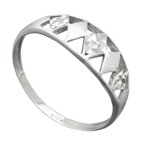 Ring 7mm Muster ausgestanzt matt-glänzend diamantiert rhodiniert Silber 925